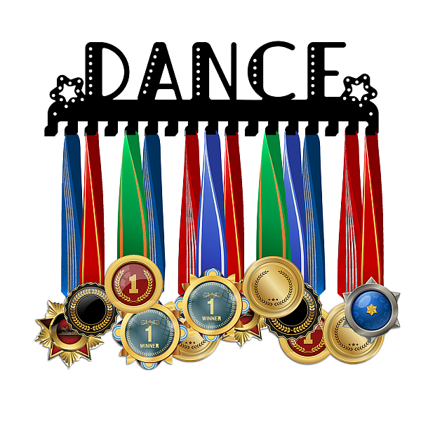 

PandaHall Dance Theme Iron Medal Holder Frame, Medals Display Hanger Rack, 17 Hooks, with Screws, Word, 150x400mm Iron Word