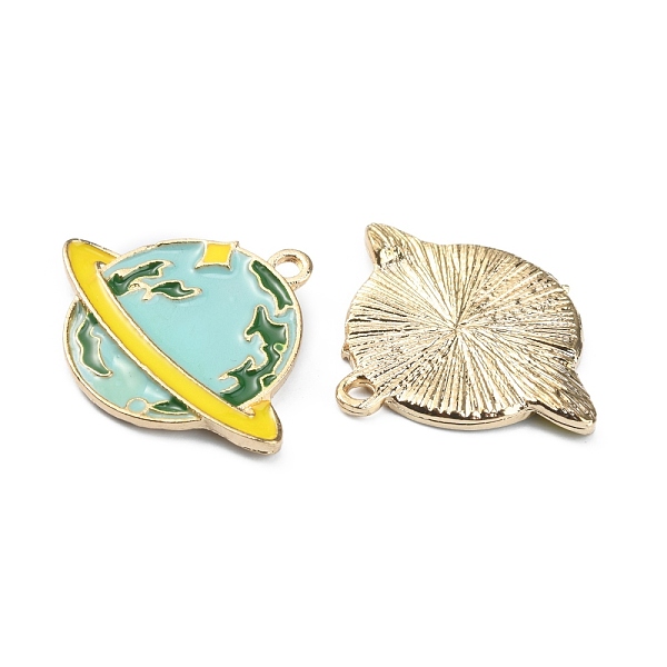 

PandaHall Alloy Enamel Pendants, Planet Charms, Golden, Light Blue, 22x27x2mm, Hole: 2mm Alloy+Enamel Planet
