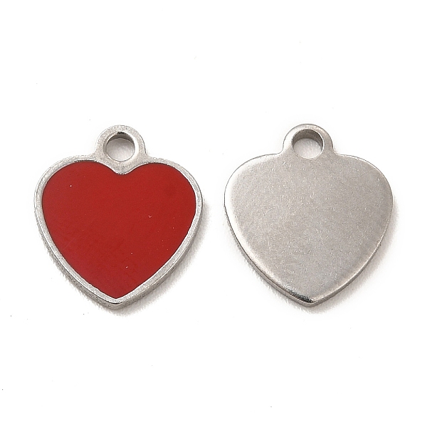 

PandaHall 304 Stainless Steel Enamel Pendants, Heart Charm, Stainless Steel Color, 11x10x1mm, Hole: 1.6mm Stainless Steel+Enamel Heart