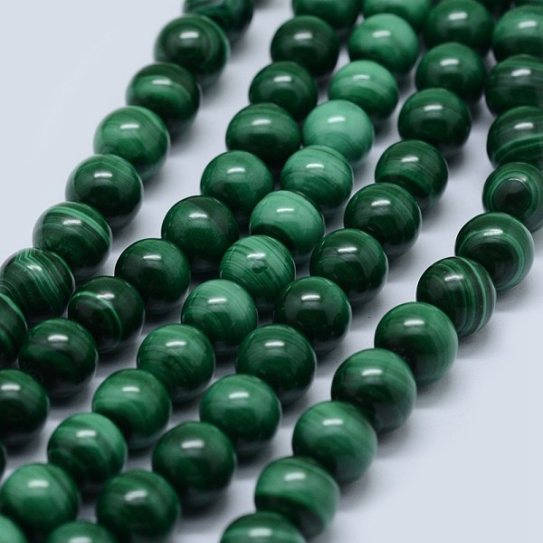 

PandaHall Natural Malachite Beads Strands, Grade A, Round, 4mm, Hole: 0.6mm, about 95pcs/strand, 15.5 inch(39.5cm) Malachite Round