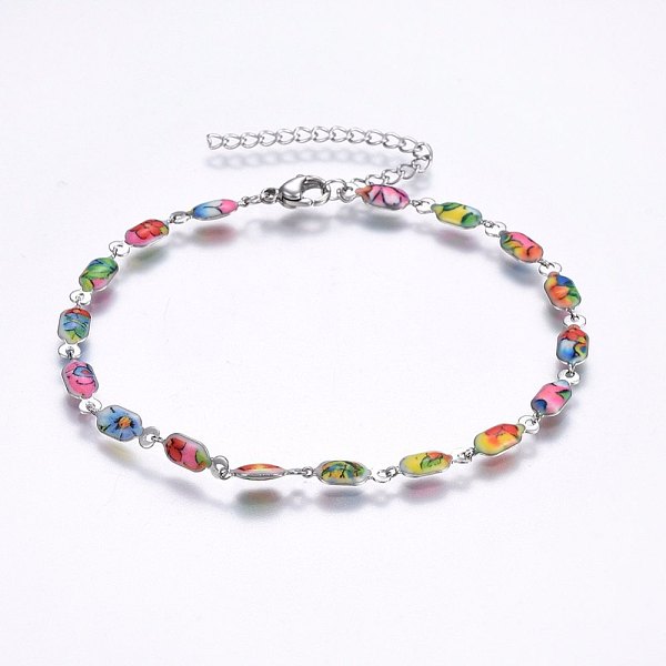 

PandaHall 304 Stainless Steel Link Bracelets, with Lobster Claw Clasps and Enamel, Stainless Steel Color, 7-7/8 inch(20cm), 4.5x2mm 304...