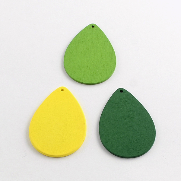 

PandaHall Dyed Teardrop Wood Pendants, Mixed Color, 48x34x2mm, Hole: 2mm Wood Teardrop Multicolor
