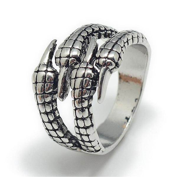 

PandaHall Alloy Finger Rings, Wide Band Rings, Chunky Rings, Claw, Size 8, Antique Silver, 18mm Alloy