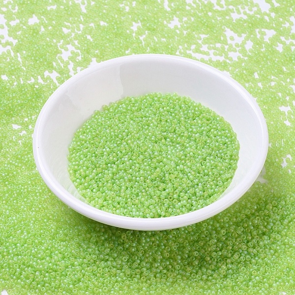 

PandaHall MIYUKI Round Rocailles Beads, Japanese Seed Beads, (RR143FR) Matte Transparent Chartreuse AB, 11/0, 2x1.3mm, Hole: 0.8mm, about..., Green