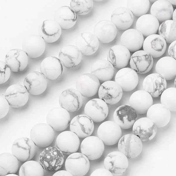 

PandaHall Natural Howlite Beads Strands, Frosted, Round, 8mm, Hole: 1mm, about 47pcs/strand, 15.3 inch Howlite Round Gray