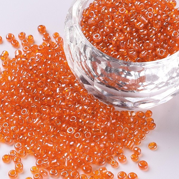 

PandaHall Glass Seed Beads, Trans. Colours Lustered, Round, Dark Orange, 2mm, Hole: 1mm, 6666pcs/100g Glass