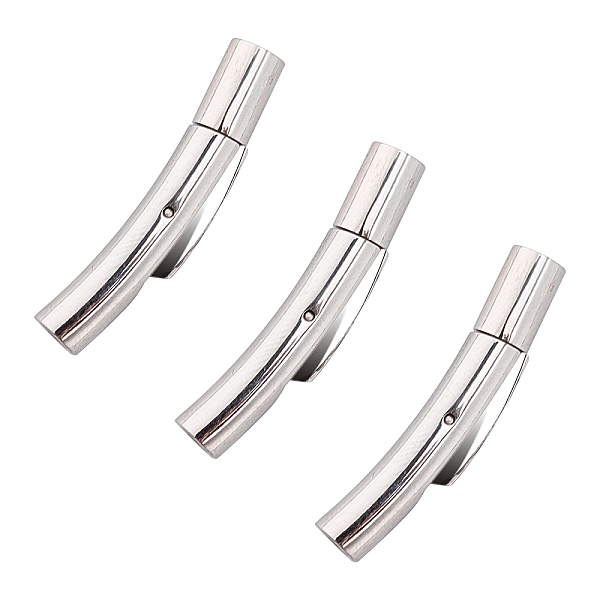 

PandaHall Unicraftale 304 Stainless Steel Bayonet Clasps, Stainless Steel Color, 30x6mm, Hole: 3mm, 6sets/box 304 Stainless Steel