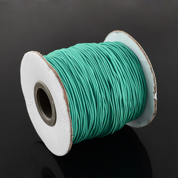 

PandaHall Round Elastic Cord, with Nylon Outside and Rubber Inside, Light Sea Green, 1mm, about 109.36 yards(100m)/roll Elastic Fibre Round...