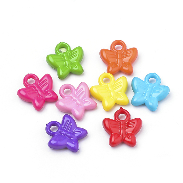 

PandaHall Opaque Acrylic Pendants, Butterfly, Mixed Color, 16x16x5mm, Hole: 3mm, about 915pcs/500g Acrylic Butterfly Multicolor