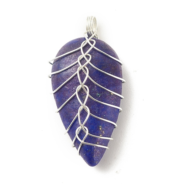 

PandaHall Natural Lapis Lazuli Pendants, with Silver Tone Eco-Friendly Copper Wire Wrapped, Teardrop, 32~33x15~17.5x8~9mm, Hole: 3.2~3.4mm...