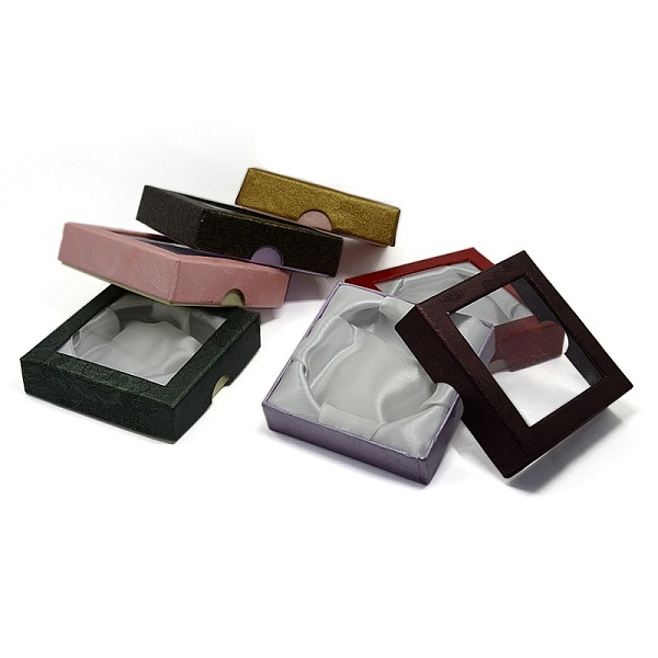 

PandaHall Square Shaped PVC Cardboard Satin Bracelet Bangle Boxes for Gift Packaging, Mixed Color, 90x90x24mm Paper Square Multicolor