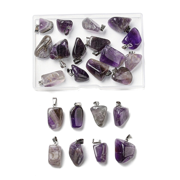 

PandaHall Natural AmethystPendants, with Stainless Steel Snap On Bails, Nuggets, 15x10x5mm, Hole: 3mm Amethyst Nuggets