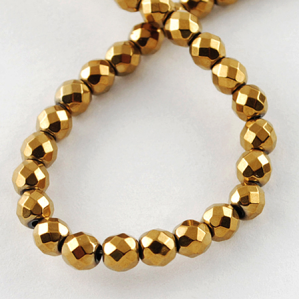 

PandaHall Non-magnetic Synthetic Hematite Beads Strands, Grade A, Faceted, Round, Golden Plated, 3x3mm, Hole: 1mm Non-magnetic Hematite..., Gold