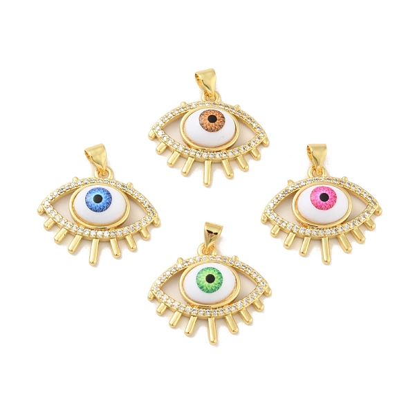 

PandaHall Brass Micro Pave Cubic Zirconia Pendants, with Enamel, Cadmium Free & Lead Free, Long-Lasting Plated, Evil Eye, Real 18K Gold..., Multicolor