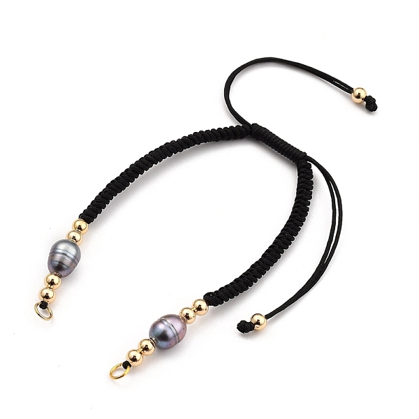 

PandaHall Adjustable Braided Nylon Thread Bracelet Making, with Brass Beads, Natural Cultured Freshwater Pearl Beads and 304 Stainless Steel..., Black