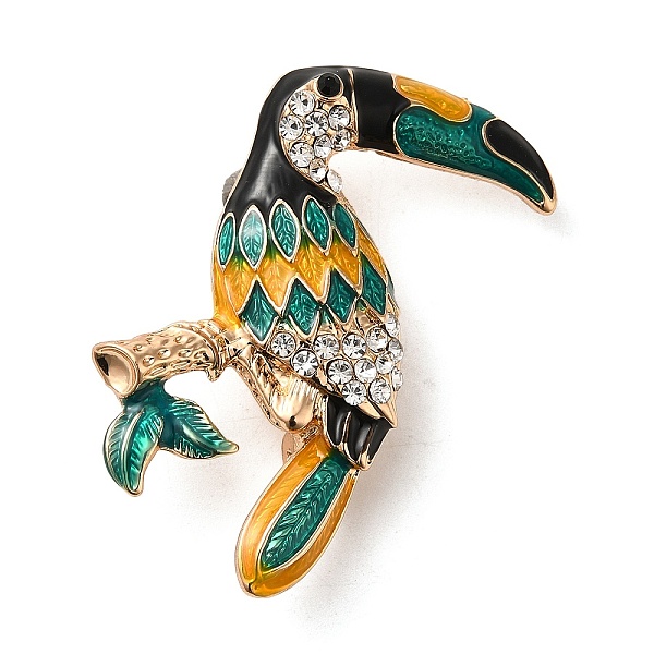 

PandaHall Alloy Crystal Rhinestone Brooch, Bird Enamel Pins, for Backpack Clothes, Toucan, 45x42x13mm Alloy+Enamel Toucan Clear