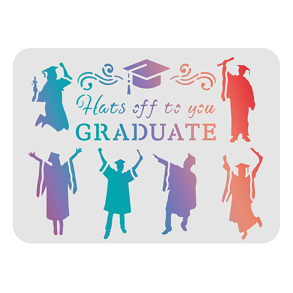 PandaHall FINGERINSPIRE Hats Off To You Graduate Stencil Template, 29.7x21cm Reusable Graduate Stencil Painting Wall Stencils for Canvas...