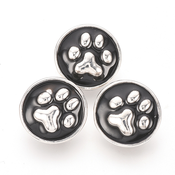 

PandaHall Alloy Enamel Snap Buttons, Jewelry Buttons, Flat Round with Dog Paw Prints, Platinum, Black, 12.5x6mm, Knob: 4.5mm Alloy+Enamel...