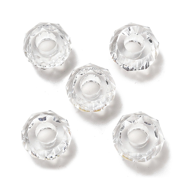 

PandaHall Transparent Resin European Beads, Large Hole Beads, Faceted, Rondelle, Clear, 13.5x8mm, Hole: 5.5mm Resin Rondelle Clear