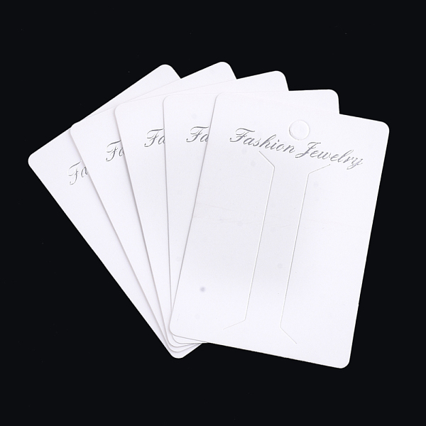 PandaHall Cardboard Display Cards, Used For Hair Barrettes, Rectangle, White, 8.8x6.1x0.03cm, Hole: 7mm Paper Rectangle White