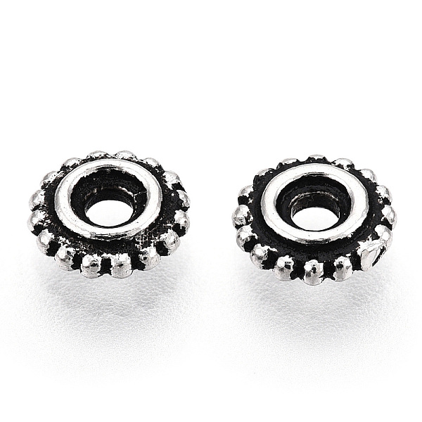 

PandaHall 925 Sterling Silver Beads, Granulated Beads, Rondelle, Antique Silver, 6x2mm, Hole: 1.6mm Sterling Silver Rondelle