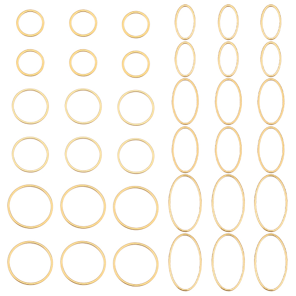 

PandaHall Unicraftale 36Pcs 6 Style 304 Stainless Steel Linking Rings, Oval & Round Ring, Golden, 11.5~26x8.5~20x1mm, 6pcs/style 304...