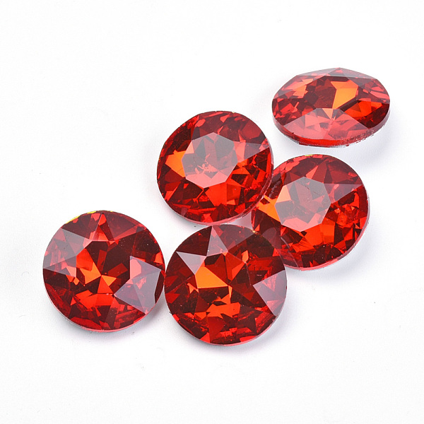 

PandaHall Pointed Back Glass Rhinestone Cabochons, Back Plated, Faceted, Flat Round, Red, 14x5.8mm Glass Rhinestone Flat Round Red