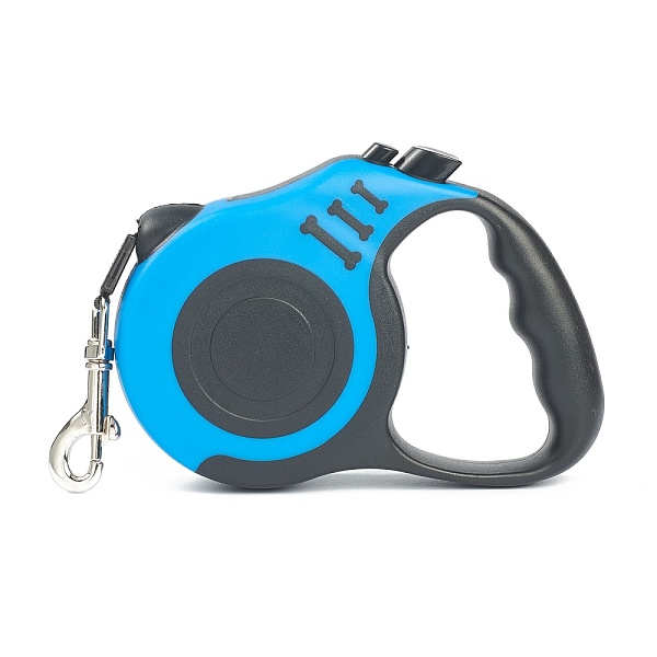 PandaHall 16.5FT(5M) Strong Nylon Retractable Dog Leash, with Plastic Anti-Slip Handle and Alloy Clasps, for Small Medium Dogs, Deep Sky...