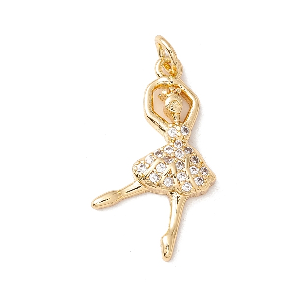 

PandaHall Brass Micro Pave Cubic Zirconia Pendants, Cadmium Free & Lead Free, Dancer, Real 18K Gold Plated, 25.5x15x4mm, Hole: 3.4mm..., Clear