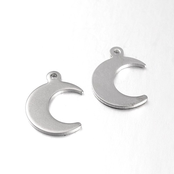 

PandaHall Moon 304 Stainless Steel Pendants, Stainless Steel Color, 16x11x1mm, Hole: 1mm 304 Stainless Steel Moon