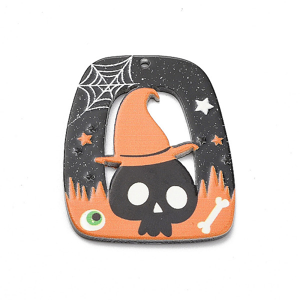 

PandaHall Halloween Printed Acrylic Pendants, Dark Orange, Skull, 39x33x2mm, Hole: 1.6mm Acrylic Skull Red