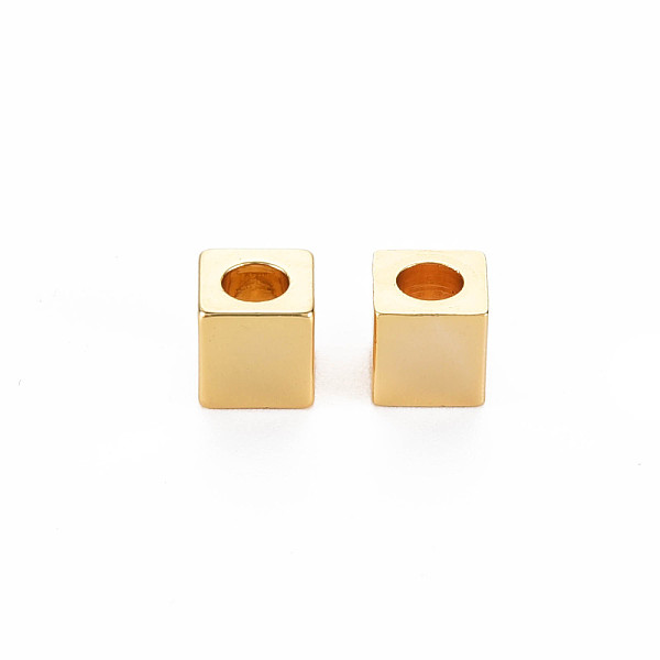 

PandaHall Rack Plating Brass Beads, Nickel Free, Cube, Real 18K Gold Plated, 5x5x5mm, Hole: 3mm Brass Cube