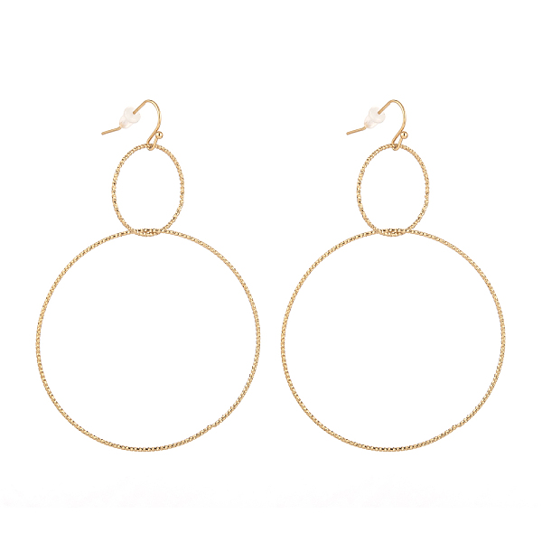 

PandaHall Vacuum Plating 304 Stainless Steel Dangle Earrings, with Plastic Ear Nuts, Textured, Ring, Golden, 75mm, Pin: 0.6mm 304 Stainless...