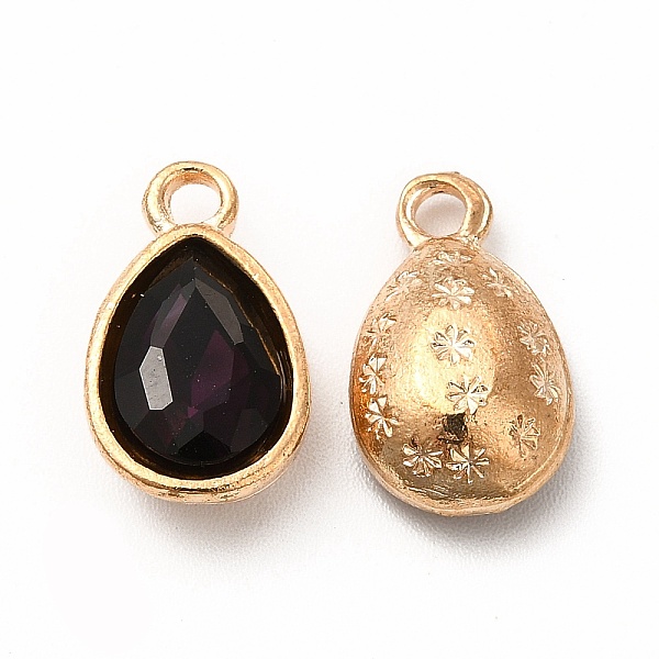 

PandaHall Faceted Glass Rhinestone Pendants, with Golden Tone Zinc Alloy Findings, Teardrop Charms, Indigo, 15x9x5mm, Hole: 2mm Alloy+Glass..., Purple