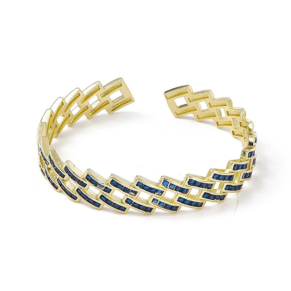 

PandaHall Cubic Zirconia Hollow Out Rhombus Open Cuff Bangle, Rack Plating Brass Jewelry for Women, Cadmium Free & Lead Free, Marine Blue...