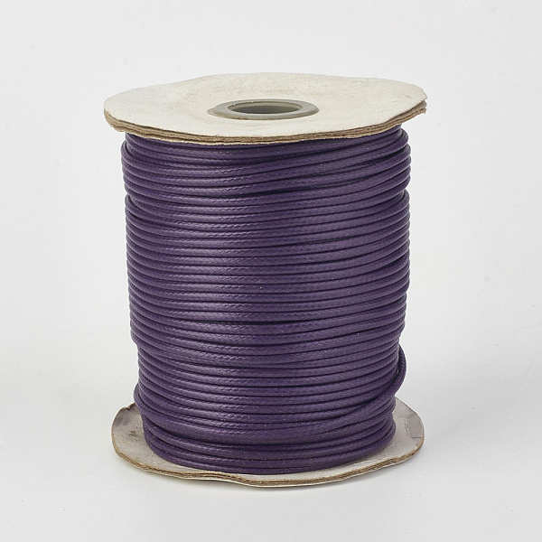 

PandaHall Eco-Friendly Korean Waxed Polyester Cord, Indigo, 1.5mm, about 169.51~174.98 Yards(155~160m)/Roll Waxed Polyester Cord Purple