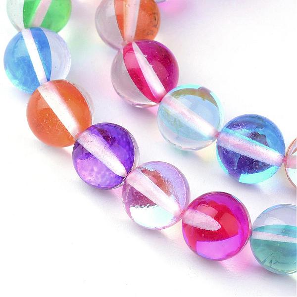 

PandaHall Synthetic Moonstone Beads Strands, Holographic Beads, Dyed, Round, Colorful, 6mm, Hole: 1mm, about 60~62pcs/strand, 14~15 inch...