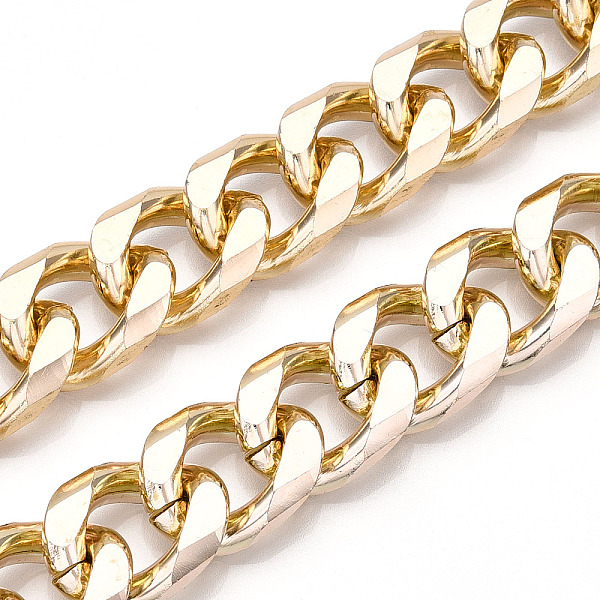 

PandaHall Aluminum Curb Chains, Diamond Cut Cuban Link Chains, Unwelded, Light Gold, 23.5x18x5mm Aluminum