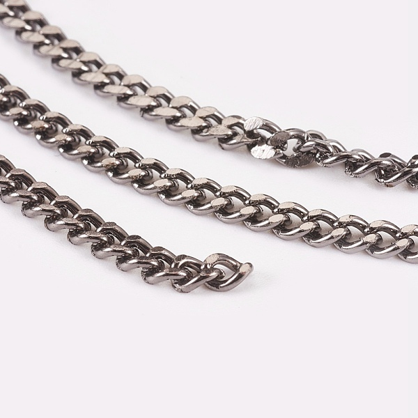 

PandaHall Iron Cuban Link Chains, Chunky Chains, Unwelded, with Spool, Oval, Gunmetal, 4.5x3x1mm, about 164.04 Feet(50m)/roll Iron