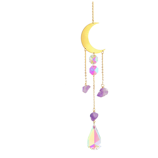 

PandaHall Iron Hollow Big Pendant Decorations, Hanging Sun Catchers, K9 Crystal Glass, with Brass Findings, for Garden, Wedding, Lighting...