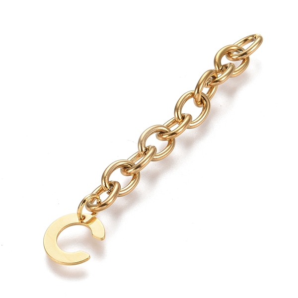 

PandaHall 304 Stainless Steel Chain Extender, with Cable Chain and Letter Charms, Golden, Letter.C, Letter C: 11x10x0.7mm, 67.5mm, Link...