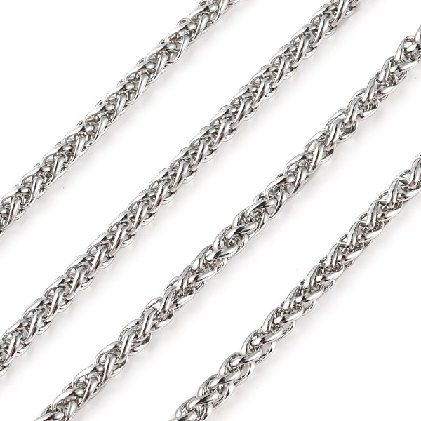 

PandaHall 304 Stainless Steel Wheat Chains, with Spool, Stainless Steel Color, 4.8x3x0.8mm, about 82.02 Feet(25m)/roll 304 Stainless Steel