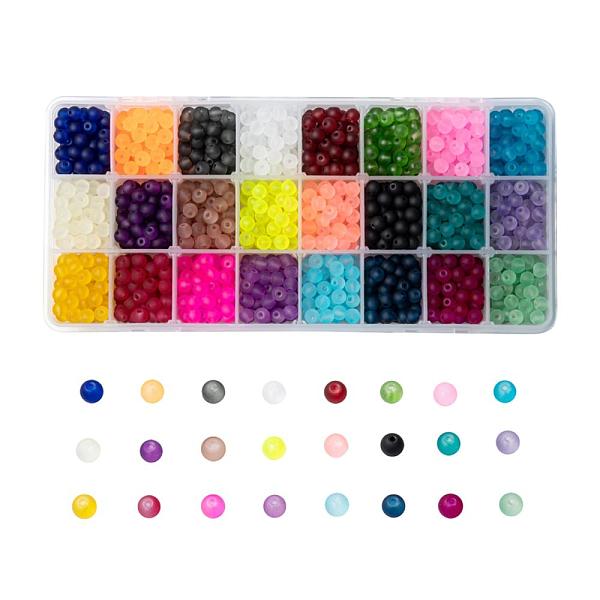 

PandaHall 24 Colors Transparent Glass Beads, for Beading Jewelry Making, Frosted, Round, Mixed Color, 6mm, Hole: 1.3~1.6mm, about..., Multicolor