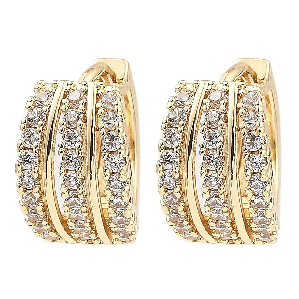 

PandaHall Brass with Cubic Zirconia Triple Hoop Earrings, Light Gold, 14x8.5x15.5mm Cubic Zirconia Ring Clear
