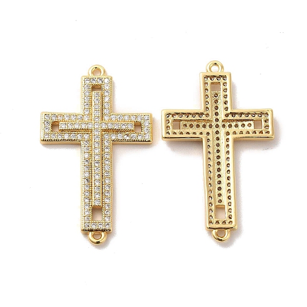 

PandaHall Brass Micro Pave Clear Cubic Zirconia Connetor Charms, Religion Cross Links, Golden, 32.5x19x2.5mm, Hole: 1.5mm Brass+Cubic...