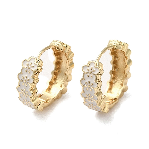 Flower Real 18K Gold Plated Brass Hoop Earrings