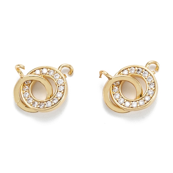 

PandaHall Brass Micro Pave Clear Cubic Zirconia Links Connectors, Long-Lasting Plated, Cross Ring, Real 18K Gold Plated, 19x10x1.5~1.8mm...