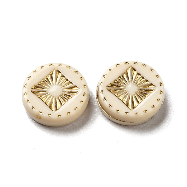 

PandaHall Opaque Plating Acrylic Beads, Golden Metal Enlaced, Flat Round, Linen, 15.5x4.5mm, Hole: 1.8mm Acrylic Flat Round Brown