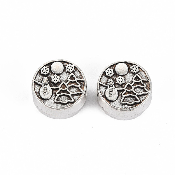 

PandaHall Tibetan Style Alloy European Beads Settings for Enamel, Cadmium Free & Lead Free, Flat Round, Antique Silver, 13.5x6.5mm, Hole...