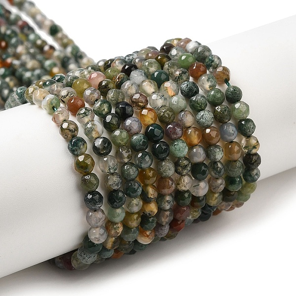 

PandaHall Natural Moss Agate Beads Strands, Faceted, Round, Olive Drab, 4.5mm, Hole: 0.8mm, about 93~102pcs/strand, 14.37~14.76''...